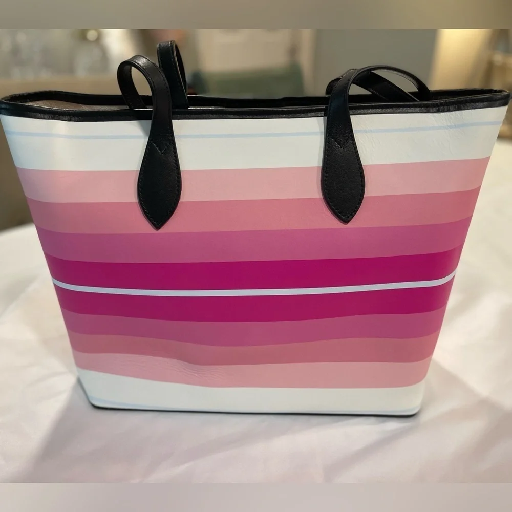 NWT | 100% Nappa Leather City Tote | Retro Summer Stripe